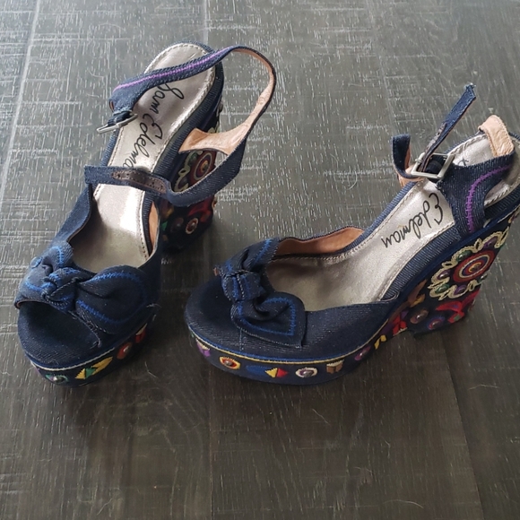 Sam Edelman size 7 jean wedge heels - Picture 1 of 3
